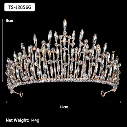 Efily Gold Color Wedding Tiaras and Crowns for Pearl Rhinestone Headband Bride Headpiece Jewelry