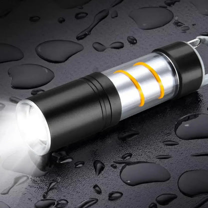 Rechargeable Camping LED Flashlight With Side Light Outdoor Light Powerful Zoomable Flashlight Camping Lantern Atmosphere Light
