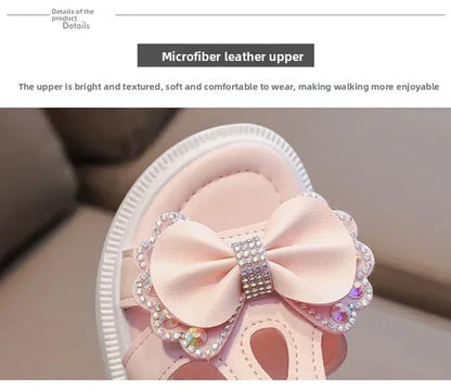 Girls Baby Bow Sandals Summer New Versatile Anti Slip Outdoor Student Princess Sandals Sweet Fashion Summer Kids Beach Sandals