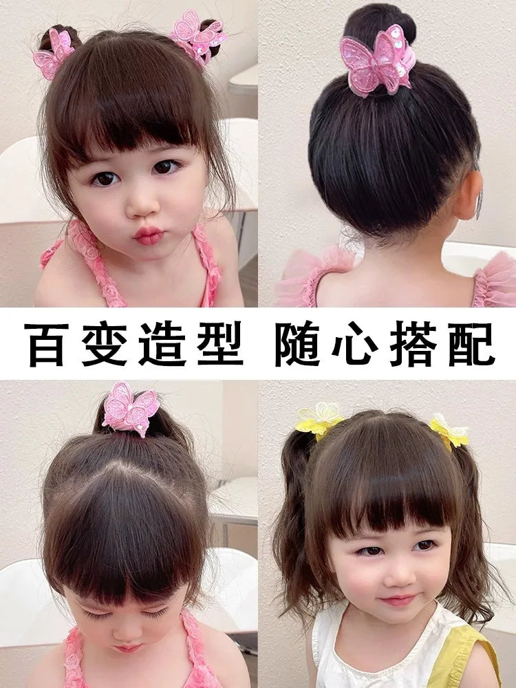 Girls Hair Rope Sequins Butterfly Elastic Hair Bands Candy Colors Scrunchies Ponytail Holder Rubber Bands