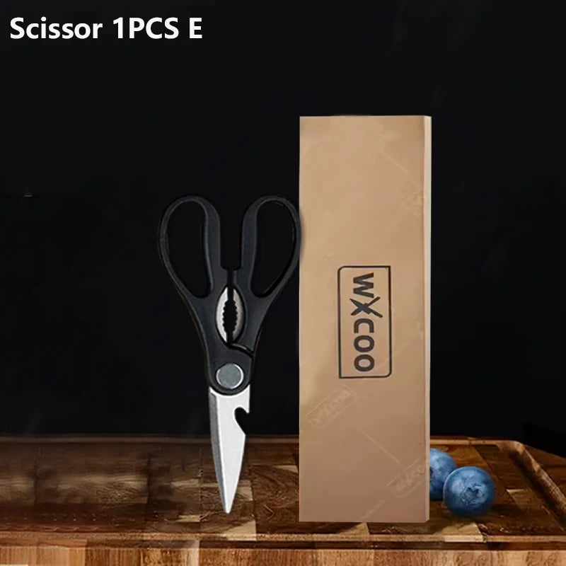 Professional Kitchen Knives Stainless Steel Scissors Fruit Utility Knife Sharpening Rod Sharp Slicing Chef knife Cooking Tools