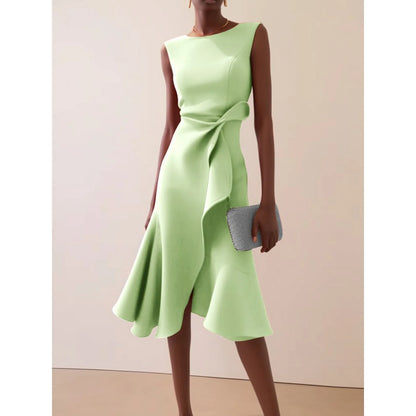 Elegant Women's Evening Dress Autumn Winter Temperament Fashionable Clothing Sleeveless High Waist Personalized Long Dresses