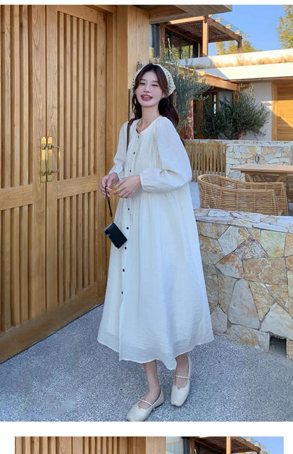 French White Dress for Women in Early Spring New Style Gentle Style Literary Retro Fairy Skirt