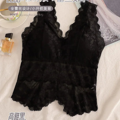 Lace White Strap Vest Women Summer Outdoor Wear with Chest Pad Beautiful Ba Base Inner Match V-ne Svel Top Women