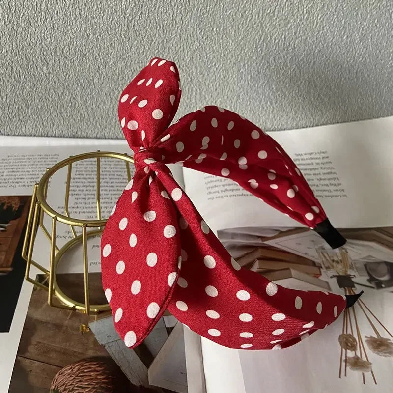 Fashion Hair Accessories Trend Women's Wide Headband Bow Knot Cross Sweet Style Polka Dot Hairband Cute Hoop Headwear