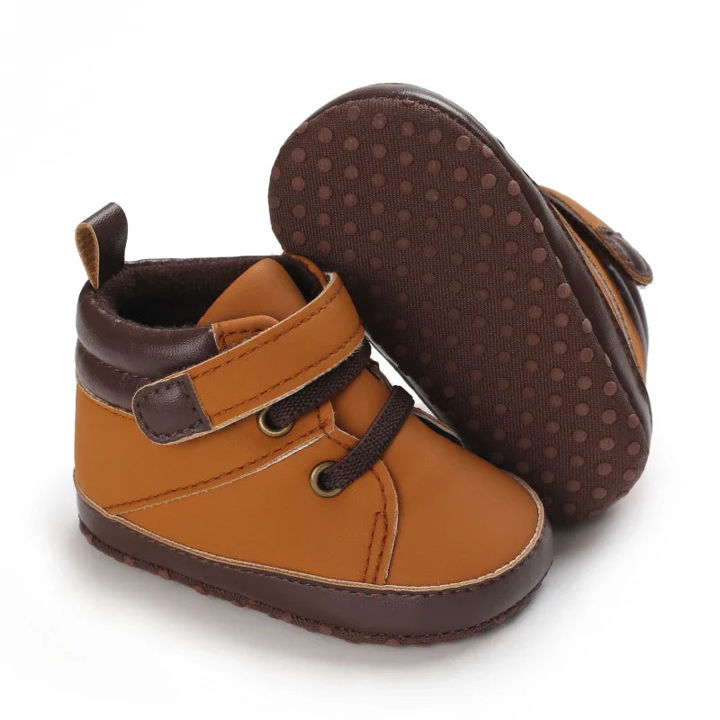 Autumn and Spring Brown Baby Sneakers for Boys 0-12 Months First Walking Shoes