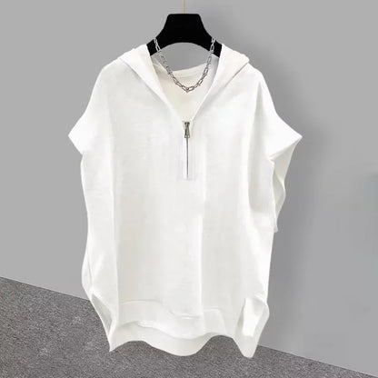 Summer Men's Zip up Sleeveless Hooded T-shirt 2024 New Korean Fashion Tank Tops Y2K Streetwear Casual Vests Hip Hop Tee Shirts(Available)