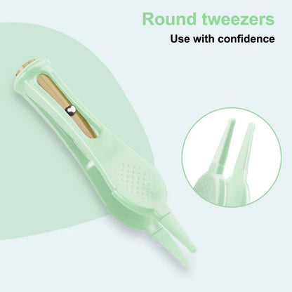 Baby Ear Cleaner Tweezer Soft Ear Picks LED Flash Light Ear Wax Curette Picker Ear Cleaning Tool Ear Wax Dig Removal Earpick Set