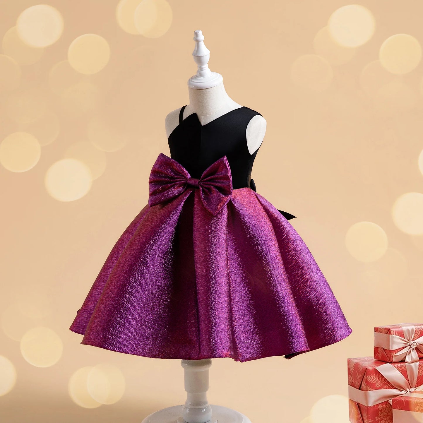 Girls Party Dresses Elegant Irregular Off-Shoulder Bow Decor Gown For Birthday Banquet Formal Evening Prom Luxury kids clothes