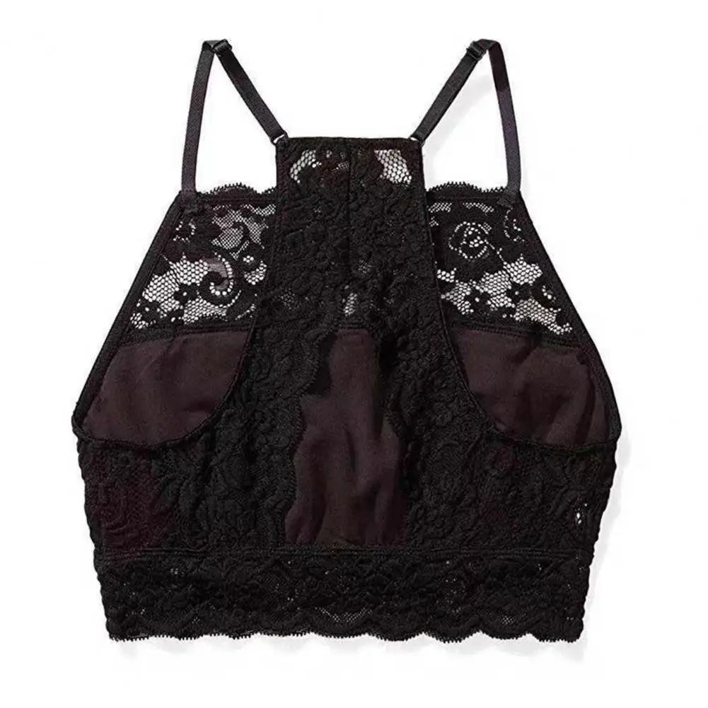 Summer Embroidery Flower Lace Tube Top Halter Backless Bandeau Bra Breathable Perspective Thin Women Underwear