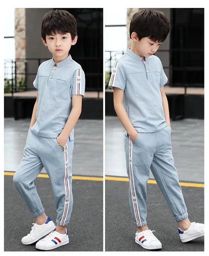 New Summer Boys Clothing Sets Children T-shirt Short Sleeve +Pants Set Two Pieces Set Kids Baby Boys Clothes 6 8 10 Years Old