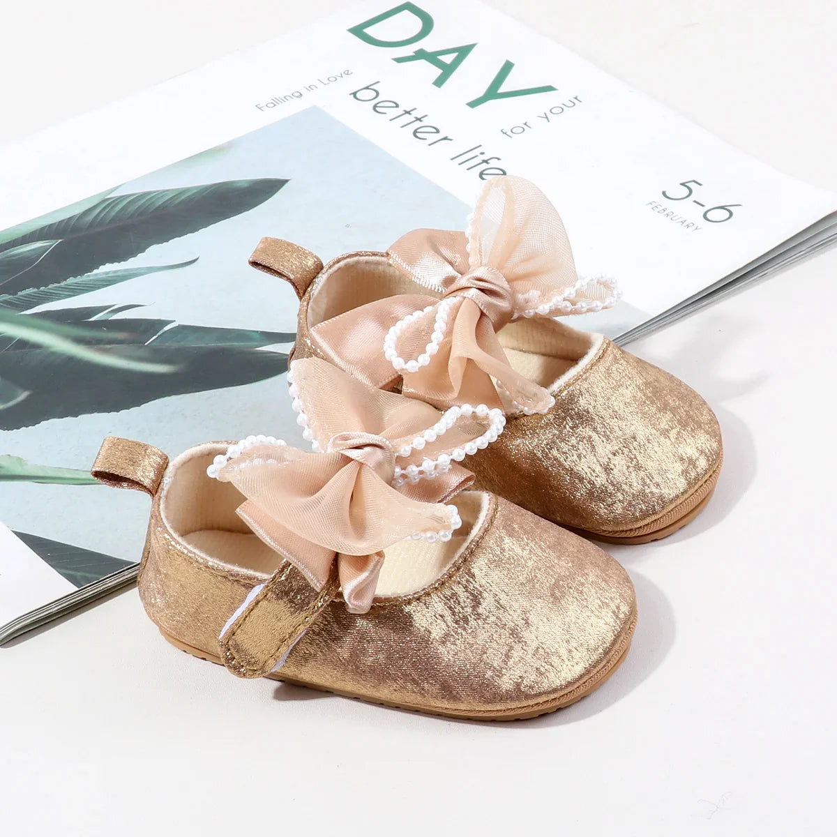 Baby Shoes Girl Baby Cute Bow PU Princess Shoes Soft Cloth Sole Comfortable Walking Shoes Spring and Autumn Sweet Design