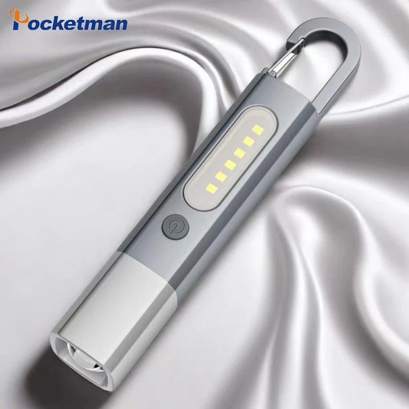 Super Bright LED+COB Flashlight Type-C USB Rechargeable Flashlights 3 Lighting Modes Emergency Light Outdoor Waterproof Torch