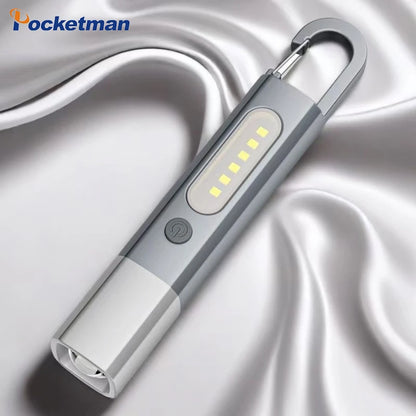 Super Bright LED+COB Flashlight Type-C USB Rechargeable Flashlights 3 Lighting Modes Emergency Light Outdoor Waterproof Torch