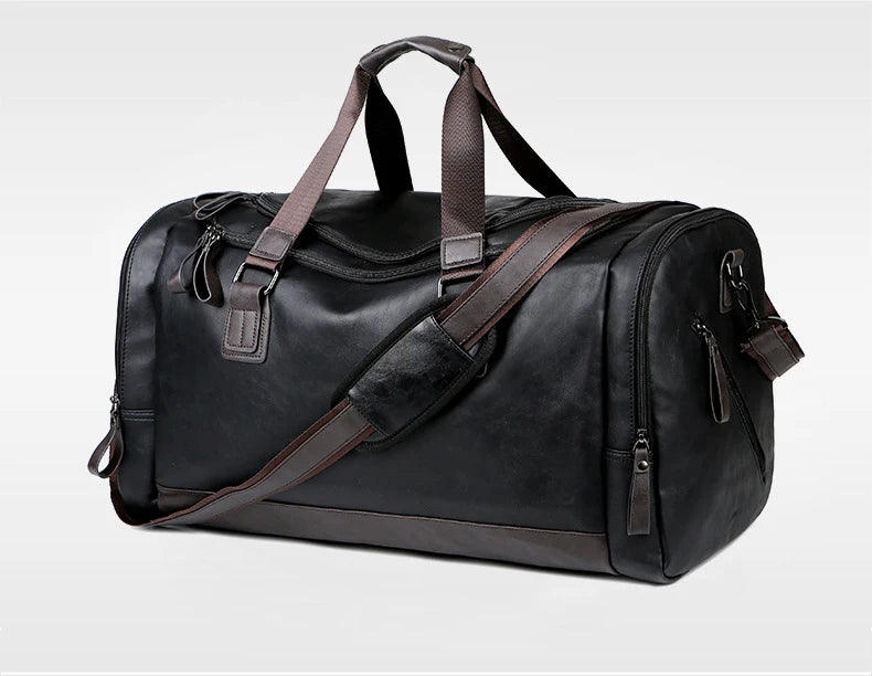 PU Leather Travel Duffel Bag Luggage Weekender Overnight Tote for Men Women Gym Sports Crossbody Carry on Waterproof  Handbags