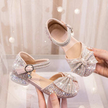 Brand Princess Shoe 2025 Summer New Sandals for Girls Kid Crystal Shoe Women Heels Gift Party Dresses for Girl Women's Sandals