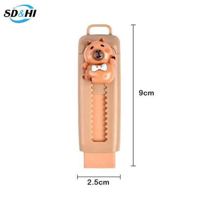 Kawaii Push Pull Capybara Eraser Soft School Supplies Clean Mess Free Stationary Office Student Rubber Eraser For Kids Gift