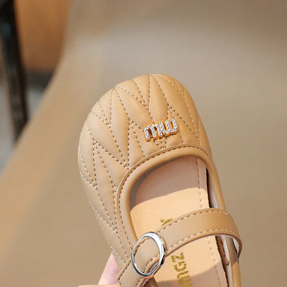 Spring Autumn New Single Shoes Shallow Mouth Bean Shoes Women's Baby Soft Women's Children's Leather Shoes