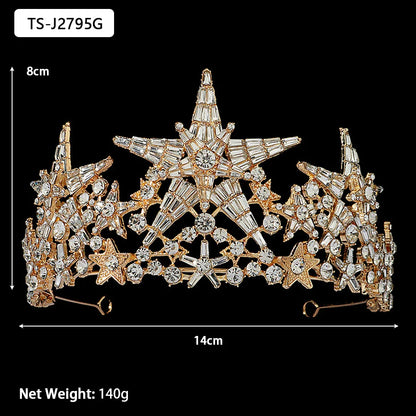 Efily Gold Color Wedding Tiaras and Crowns for Pearl Rhinestone Headband Bride Headpiece Jewelry