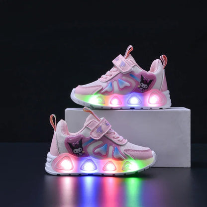 Tenis Children Led Shoe Girls Lighted Sneakers Glowing Shoe for Kids Soft Soled Breathable Casual Toddler Ctue Kuromi Baby Shoes