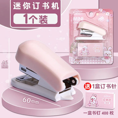 Cartoon Stapler Mini Stapler Set Cute Student Stationery Bookbinding Machine Test Paper Stapler School Gift Office Accessories