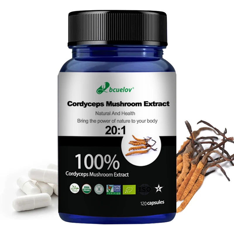 Pure Cordyceps Mushroom Extract Supplement - Improve Energy, Respiratory, Immune, Kidney Health Support, Vegetarian Capsules