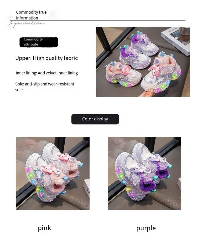Sanrios Girls Sneakers My Melody Winter New Style Cotton Boots Cartoon Fashion Sports Casual Shoes Kawaii Cute Kids Cotton Shoes