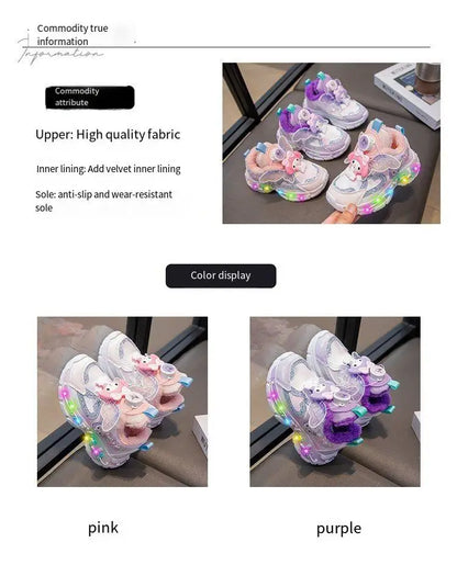 Sanrios Girls Sneakers My Melody Winter New Style Cotton Boots Cartoon Fashion Sports Casual Shoes Kawaii Cute Kids Cotton Shoes