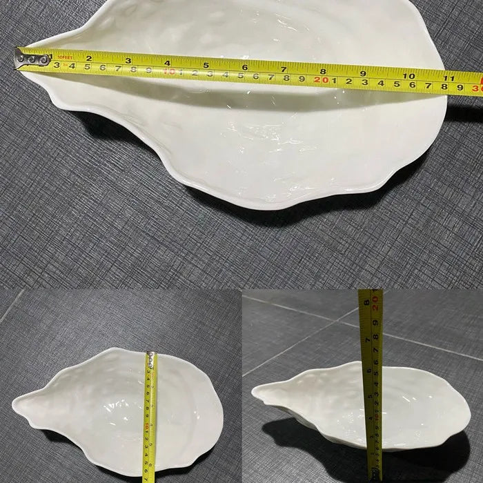 Pure White Oyster Bowl Plate Irregular Ceramic Bowl Shaped Salad Fruit Bowl Main Course Decorative Plate Household Tableware