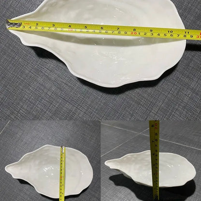 Pure White Oyster Bowl Plate Irregular Ceramic Bowl Shaped Salad Fruit Bowl Main Course Decorative Plate Household Tableware