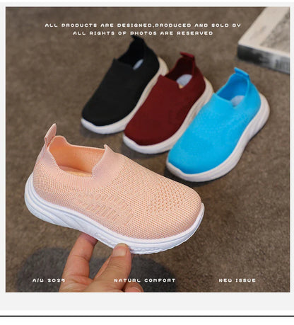 Lightweight Boys Girls Casual Shoes Breathable Slip on Kids Casual Sneakers Anti-slip Toddler Flats Outdoor Walking Shoes