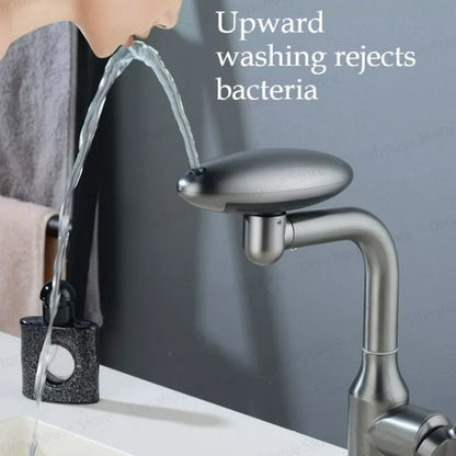Multi Functional Waterfall Basin Faucet 4 Modes Stream Sprayer 360° Rotation Hot Cold Water Sink Mixer Stainless Steel  Wash Tap