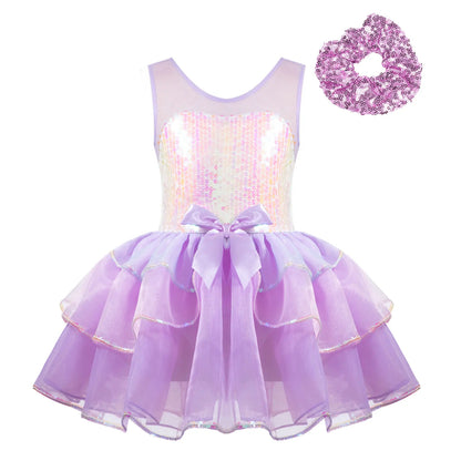 Kids Girls Fairy Party Princess Dress Ballet Dance Dress Sleeveless Mesh Splice Gymnastics Leotard Tutu Dress Ballroom Dancewear