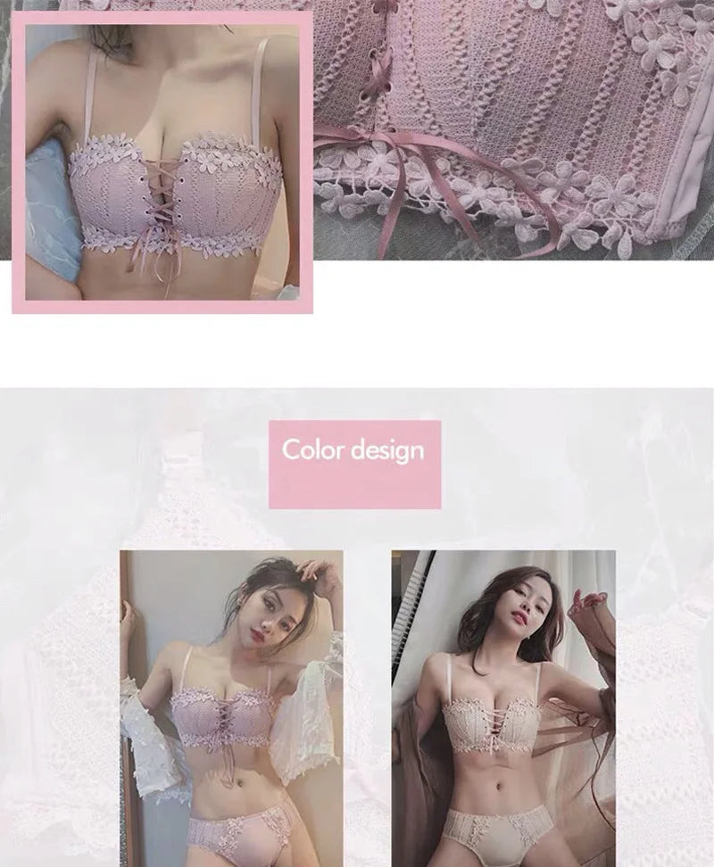 Floral Embroidery Bras for Women Tied Lingerie Seamless Bra Bralette Wireless Brassiere Female Underwear Intimates Sujetador New