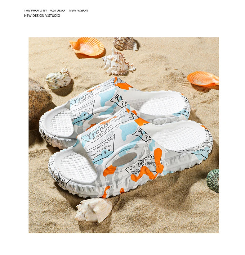 New Stylish Summer Men Shoes Comfortable Male Beach Slippers Soft Slides Non-slip Massage Indoor Fashion Slippers Outdoor 887