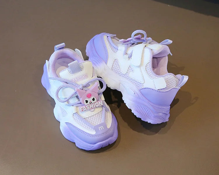 2026 Girls Kuromi Autumn New Board Shoes Sanrio Sports Dad Shoes Children Cartoon Kawaii Comfortable Breathable Casual Shoes