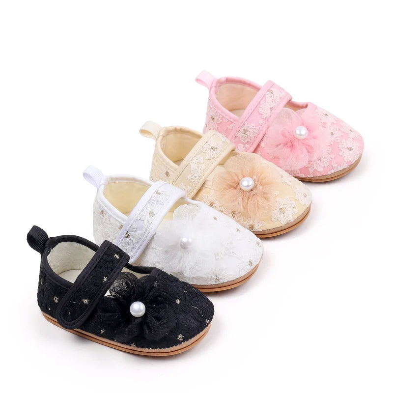 Baby Girls Princess First Walking Toddler Shoes With High Quality Embroidery Design And TPR Sole For 0-18M Baby