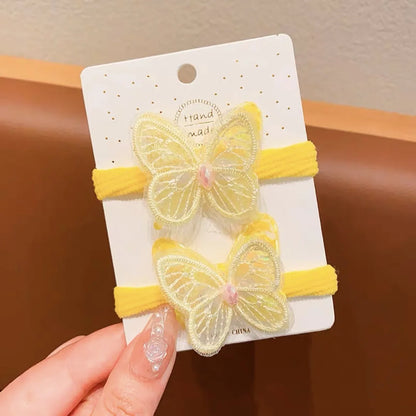 Girls Hair Rope Sequins Butterfly Elastic Hair Bands Candy Colors Scrunchies Ponytail Holder Rubber Bands