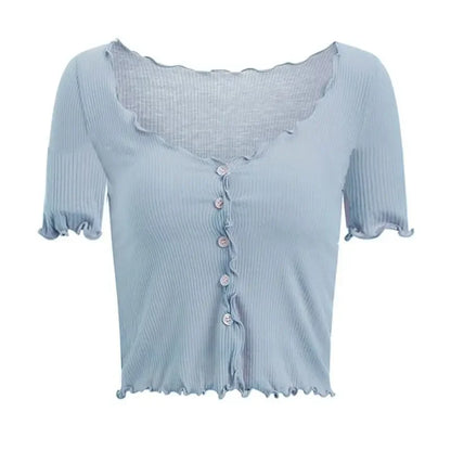 T-shirts Women Solid Leisure Summer V-neck Elegant Comfortable Simple Edible Tree Fungus Streetwear All-match Sweet Chic Popular