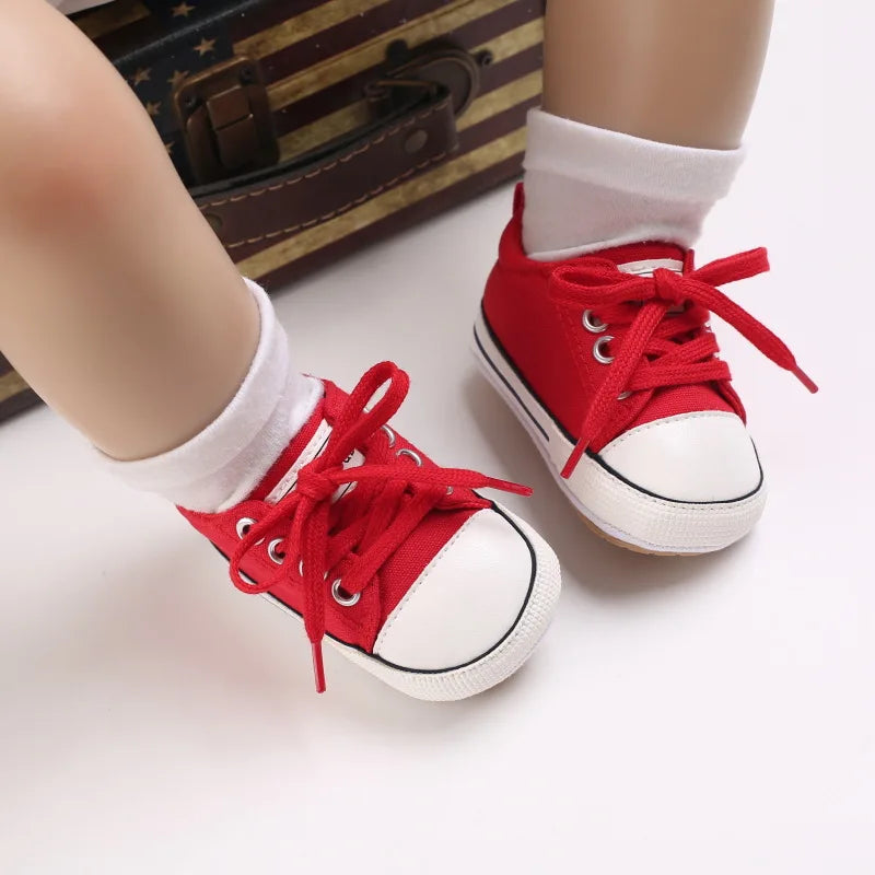 Baby Boys Girls Canvas Shoes Non-slip Rubber Sole Comfortable Soft Unisex Baby Basketball Shoes 0-18M (Available)