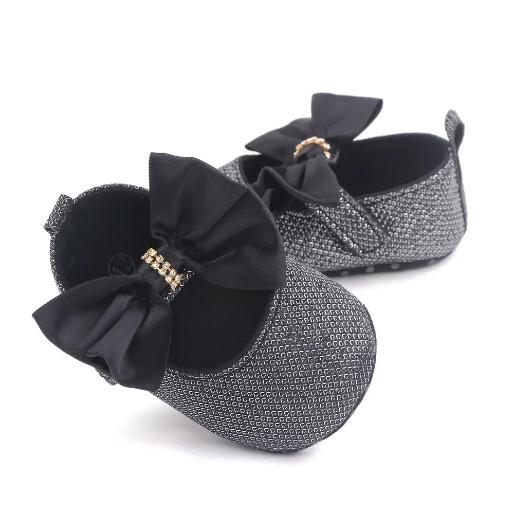 Spring Autumn Beautiful Baby Girl Princess Shoes Soft Soled Butterfly Bowknot Fashion Design Solid Newborn Prewalker Shoes