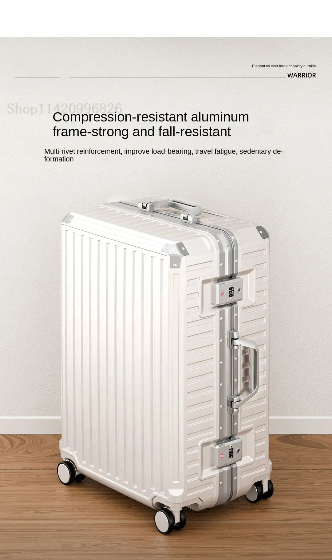 Luggage Unisex 20-inch Carry-On Suitcase 29-inch Large Capacity Aluminum Frame Travel Password Suitcase with Smooth wheels