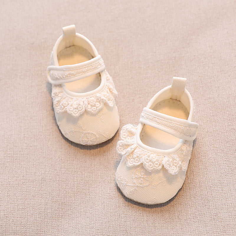 Baby Girls Shoes Non-Slip Soft Soled Lace Bowknot Flats Toddler Girls First Walker Spring Autumn Princess Shoes