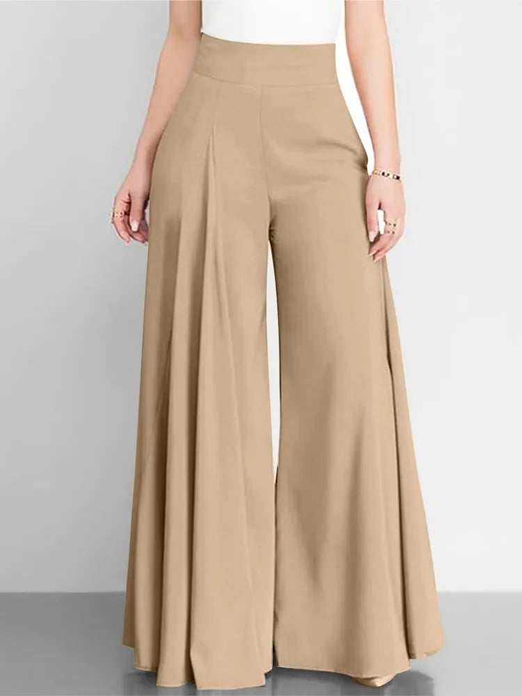 Fashion Women High Waist Wide Leg Pants Spring Autumn Female Elegant Flare Trousers Casual Solid Holiday Loose Long Pant New (Available)