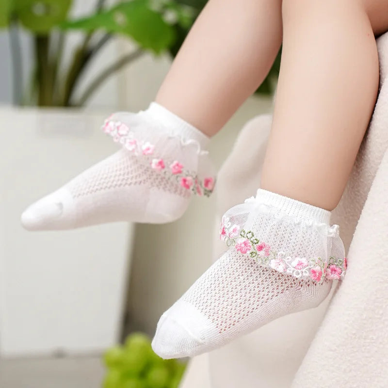 New Children's Socks With Lace Princess Girls Frilly Sock Soft Infant Baby Socken White Socks For Kids 0-10Years High Quality