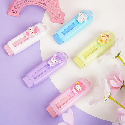 Cute Cartoon Push-pull Pencil Eraser Creative Retractable Pupil Writing Error Correction Erasers Students Stationery Supplies