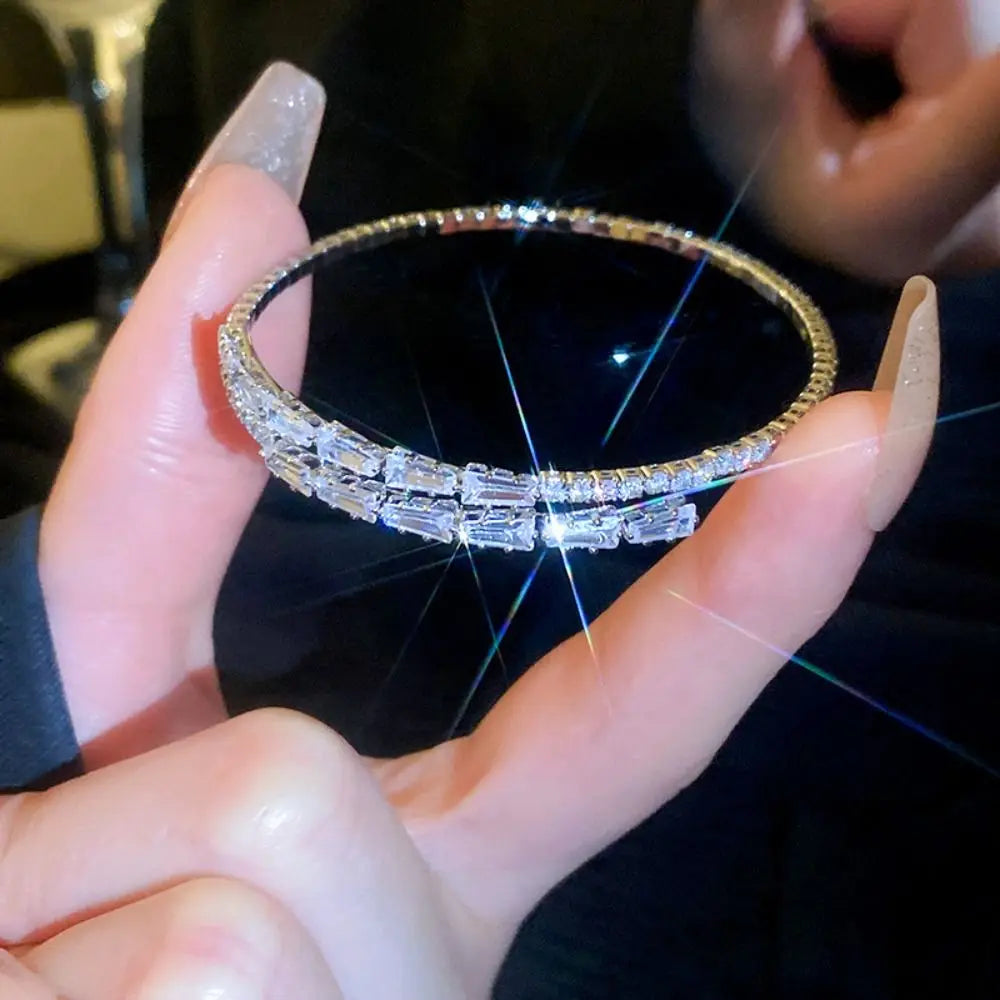 Couple Bangles Decoration Jewelry Accessories Women Gift Simple Pulseras Full Rhinestone Bracelet Women Bracelets Cuff Bangles