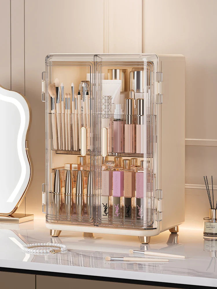 Cosmetics storage box, large-capacity dust-proof desktop, skin care and dressing table, internet-famous light luxury makeup box