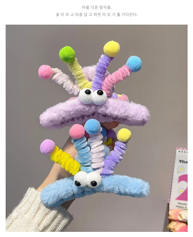 Clip Hair Accessory Thick Hair-Claw Clip Fluffy Plush Hairs Claw Clips for Girls Thick Hair Strong Hold Barrettes