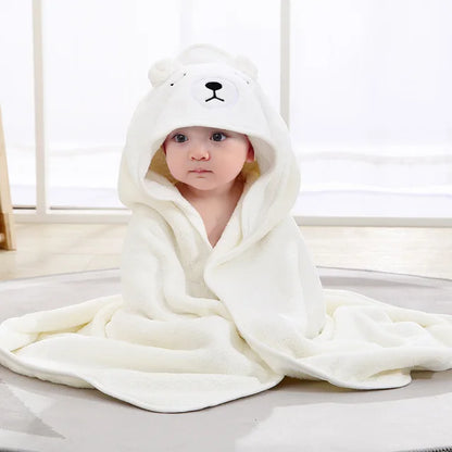 0-3 Years Unisex Baby Bathrobe Flannel Cape Cartoon Boys Girls Hooded Bathrobe Newborn Shower Gift Wrap Swaddling Bath Towel